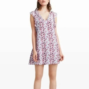 Club Monaco Floral Ruffle Silk Dress